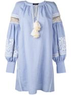Wandering Embroidered Dress, Women's, Size: 44, Blue, Cotton/linen/flax
