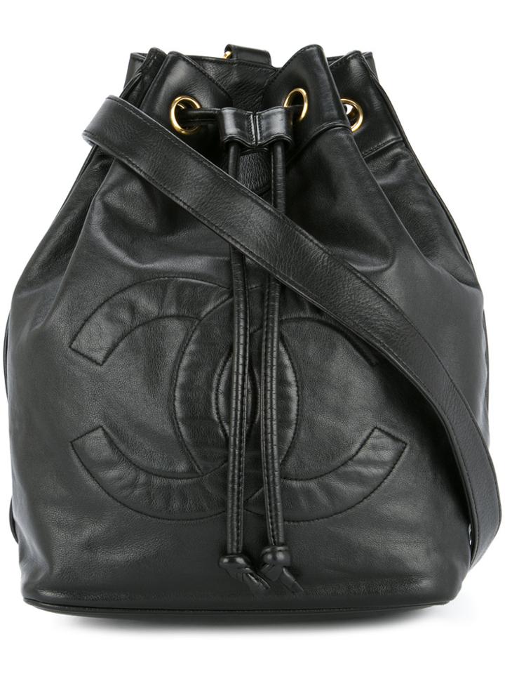 Chanel Vintage Cc Drawstring Shoulder Bag - Black