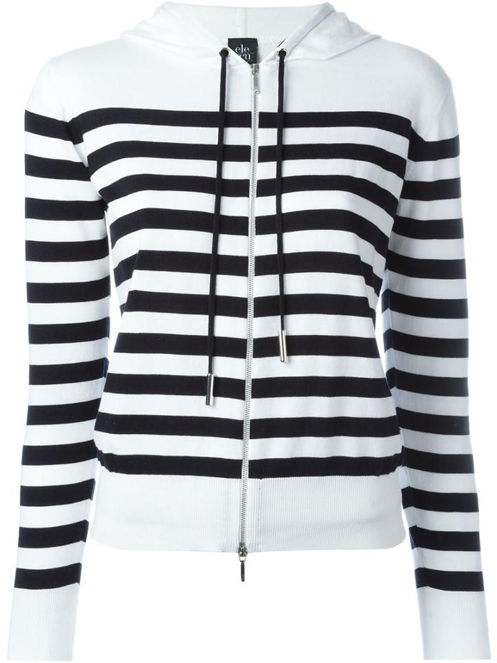 Eleventy Striped Zipped Hoodie