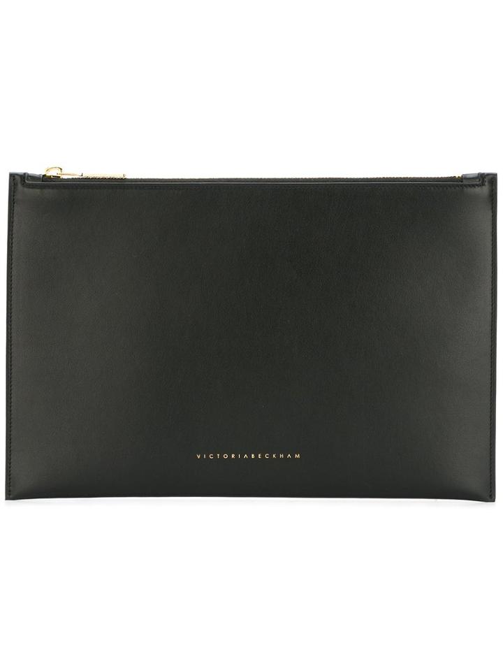 Victoria Beckham Top Zip Clutch, Women's, Black, Calf Leather/polyamide/polyurethane