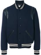 Saint Laurent - Classic Bomber Jacket - Men - Silk/cotton/lamb Skin/wool - 50, Blue, Silk/cotton/lamb Skin/wool