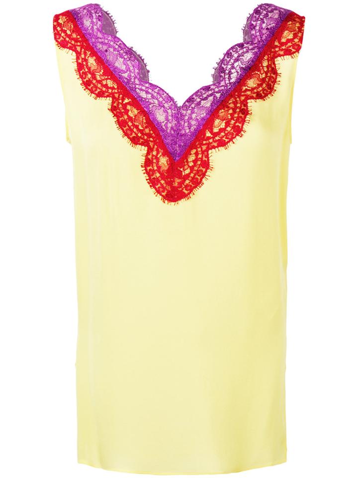 Emilio Pucci Lace Insert Sleeveless Blouse - Yellow & Orange