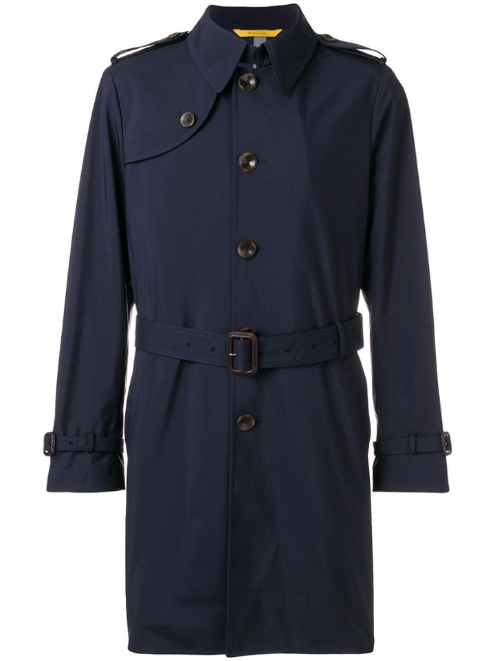 Canali Short Trench Coat - Blue