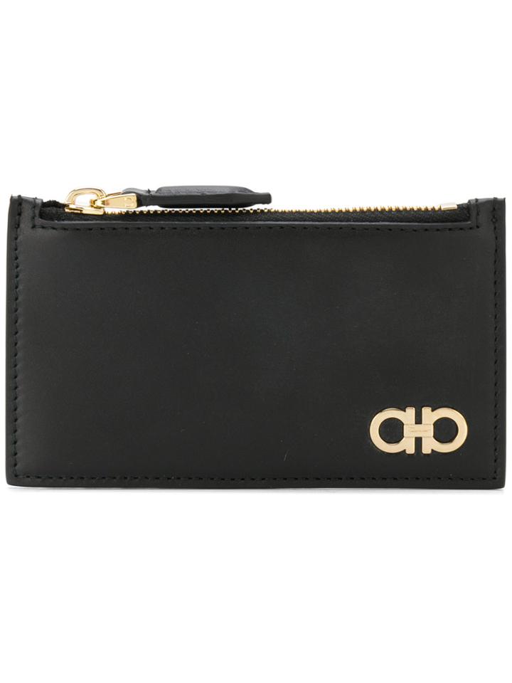 Salvatore Ferragamo Double Gancio Zipped Wallet - Black