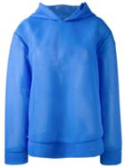 Msgm Semi-sheer Hoodie, Women's, Size: 42, Blue, Polyamide/polyester
