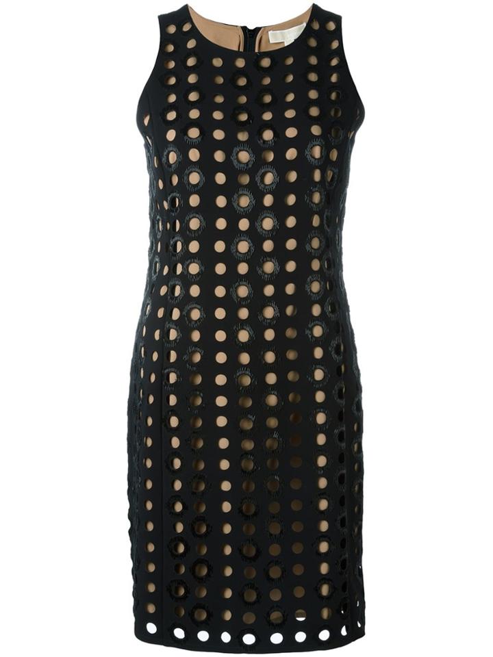 Michael Michael Kors Perforated Fitted Dress - Black