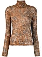 Nanushka Fitted Snakeskin Print Top - Brown