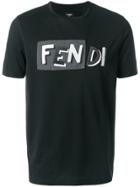 Fendi Logo Embroidered T-shirt - Black