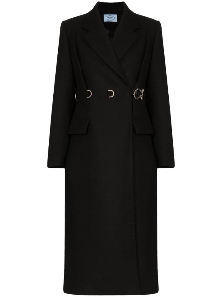 Prada Buckle Detail Coat - Black