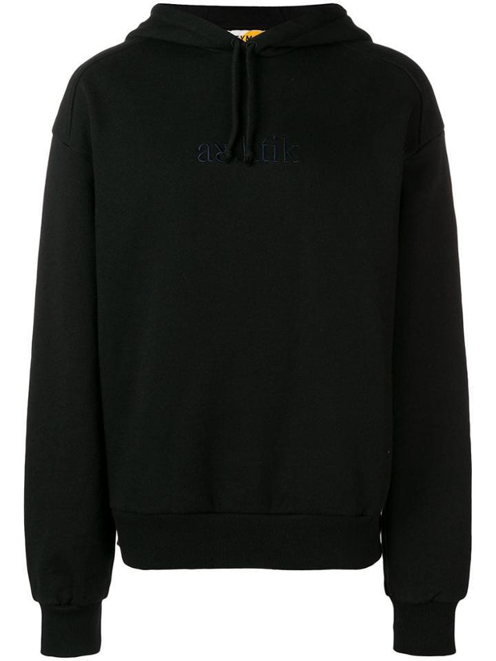 Geym Embroidered Loose Hoodie - Black