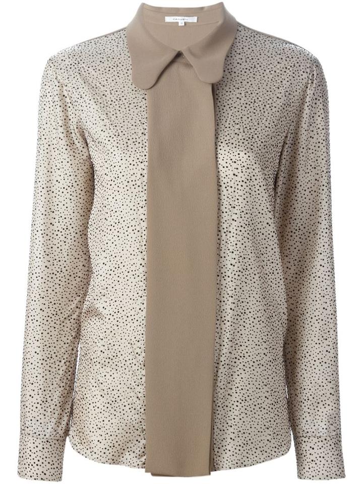 Carven Printed Panelled Shirt, Women's, Size: 38, Nude/neutrals, Silk/polyester