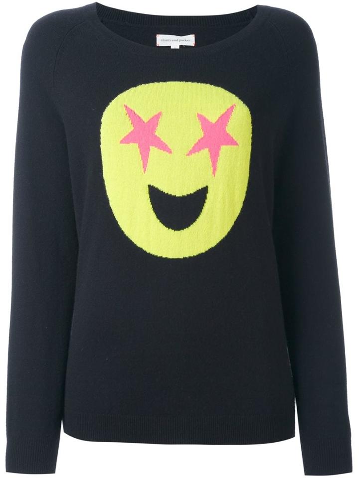 Chinti And Parker Star Emoji Sweater, Women's, Size: Small, Blue, Cashmere