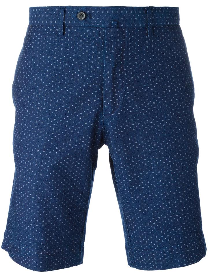 Hackett Patterned Shorts, Men's, Size: 36, Blue, Cotton