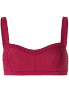 Peony Stitch Detail Bikini Top - Red