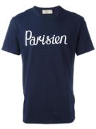 Maison Kitsuné 'parisien' T-shirt, Men's, Size: Xs, Blue, Cotton
