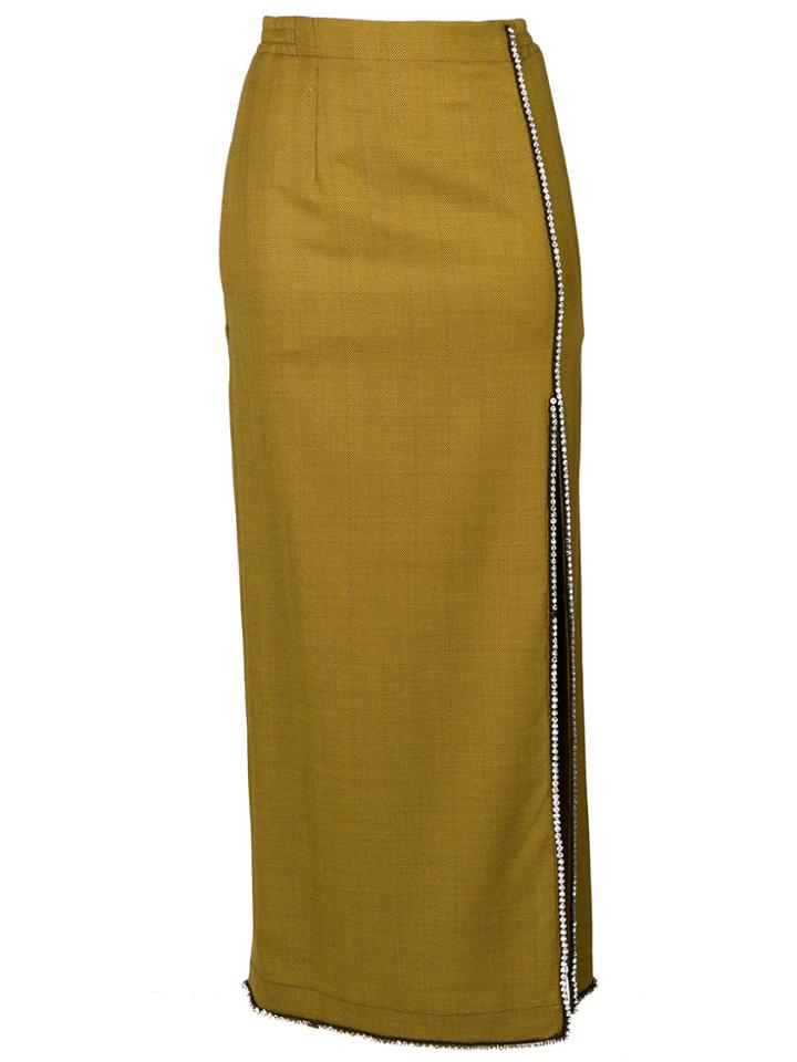 Attico Embellished Trim Skirt - Yellow & Orange