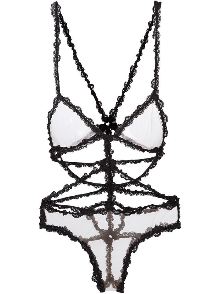 Fleur Du Mal Lace Bondage Body, Women's, Size: Large, Black, Nylon/polyamide