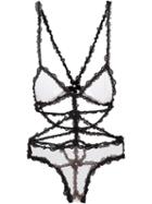 Fleur Du Mal Lace Bondage Body, Women's, Size: Large, Black, Nylon/polyamide