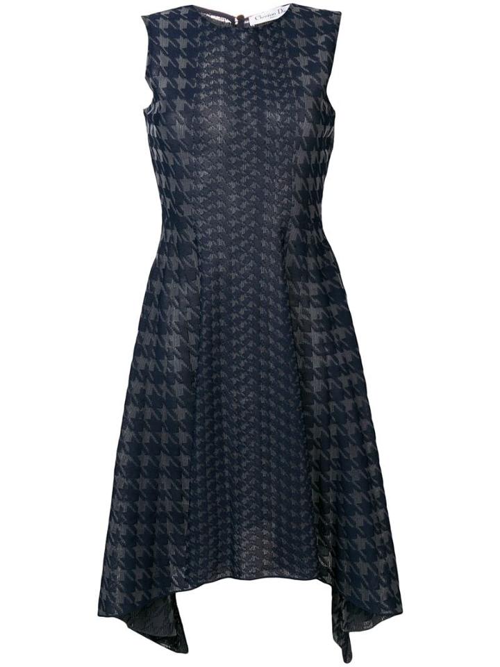 Christian Dior Pre-owned Houndstooth Knit Dress - Blue