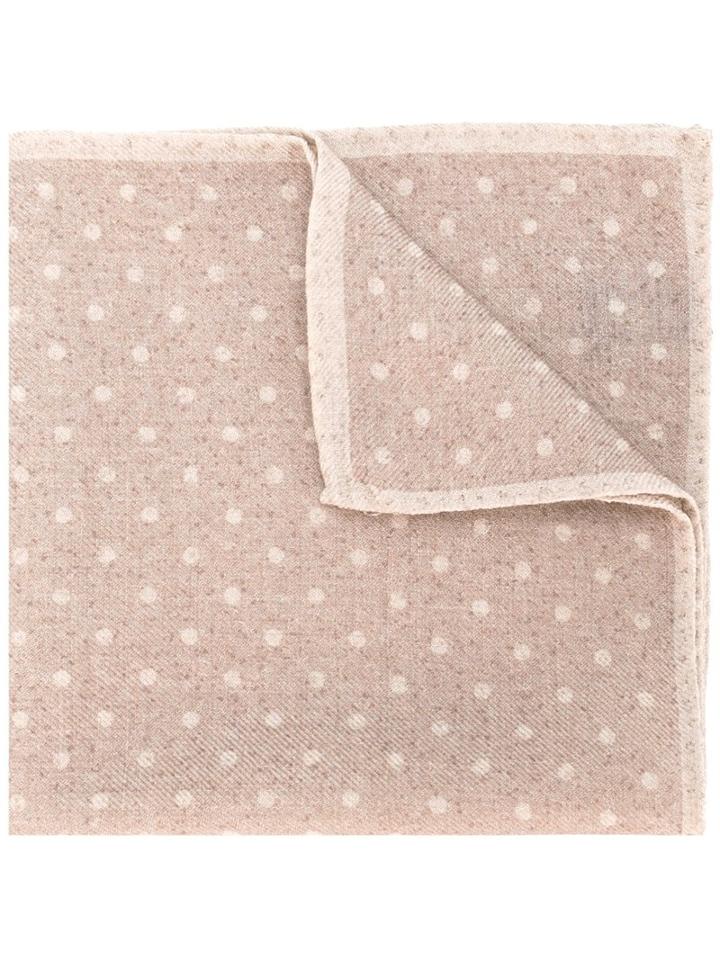 Eleventy Polka Dot Pocket Square Scarf, Men's, Nude/neutrals, Wool