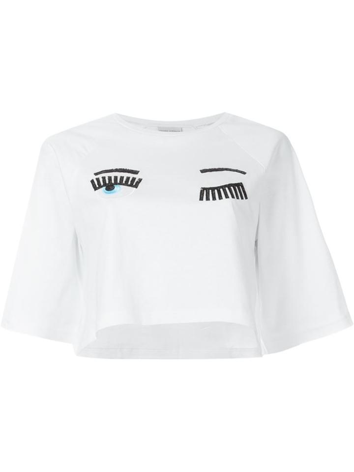 Chiara Ferragni Sequinned Eyes Cropped T-shirt