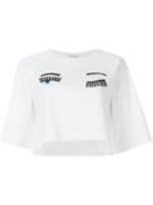 Chiara Ferragni Sequinned Eyes Cropped T-shirt