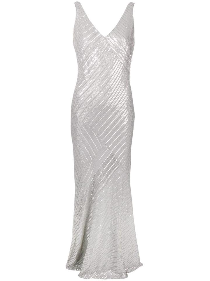 Lauren Ralph Lauren Sequin Embellished Gown - Grey