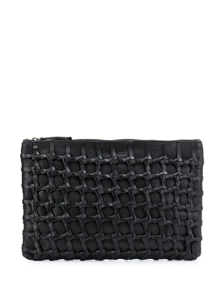 Ann Demeulemeester Woven Leather Clutch Bag - Black