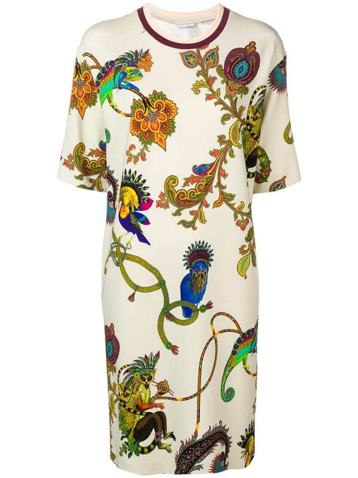 Etro Tropical Print Shift Dress - White