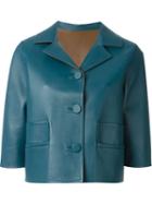 Marni Cropped Jacket, Women's, Size: 42, Blue, Lamb Skin