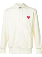 Comme Des Garçons Play Embroidered Zipped Hoodie - White