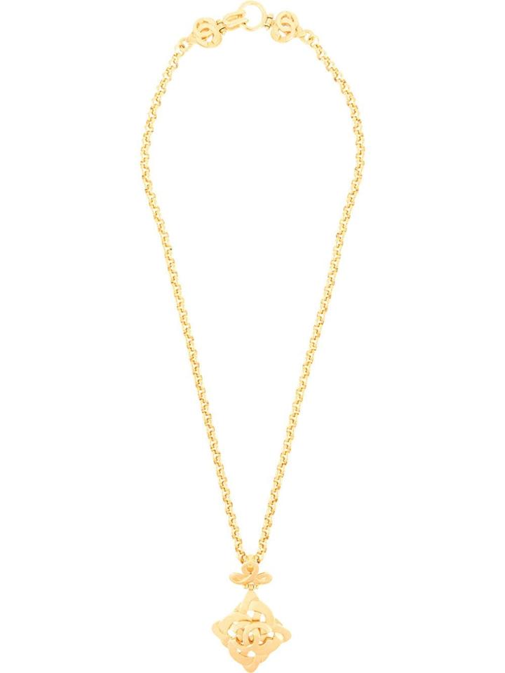 Chanel Pre-owned Cc Motif Pendant Necklace - Gold