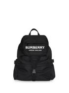 Burberry Logo Print Nylon Backpack - Black