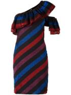 Diesel Striped One Shoulder Dress, Women's, Size: Medium, Black, Cotton/polyester