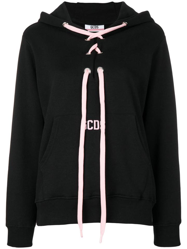 Gcds Contrast Drawstring Hoodie - Black