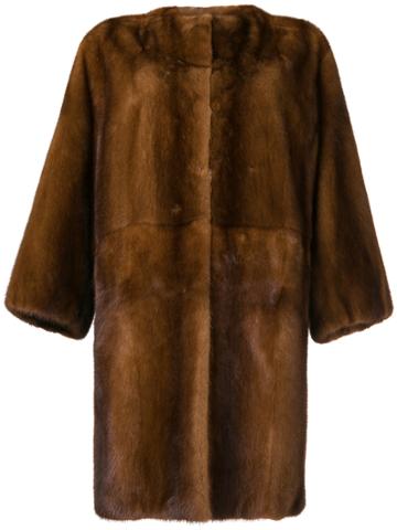 P.a.r.o.s.h. Oversized Fur Coat - Brown