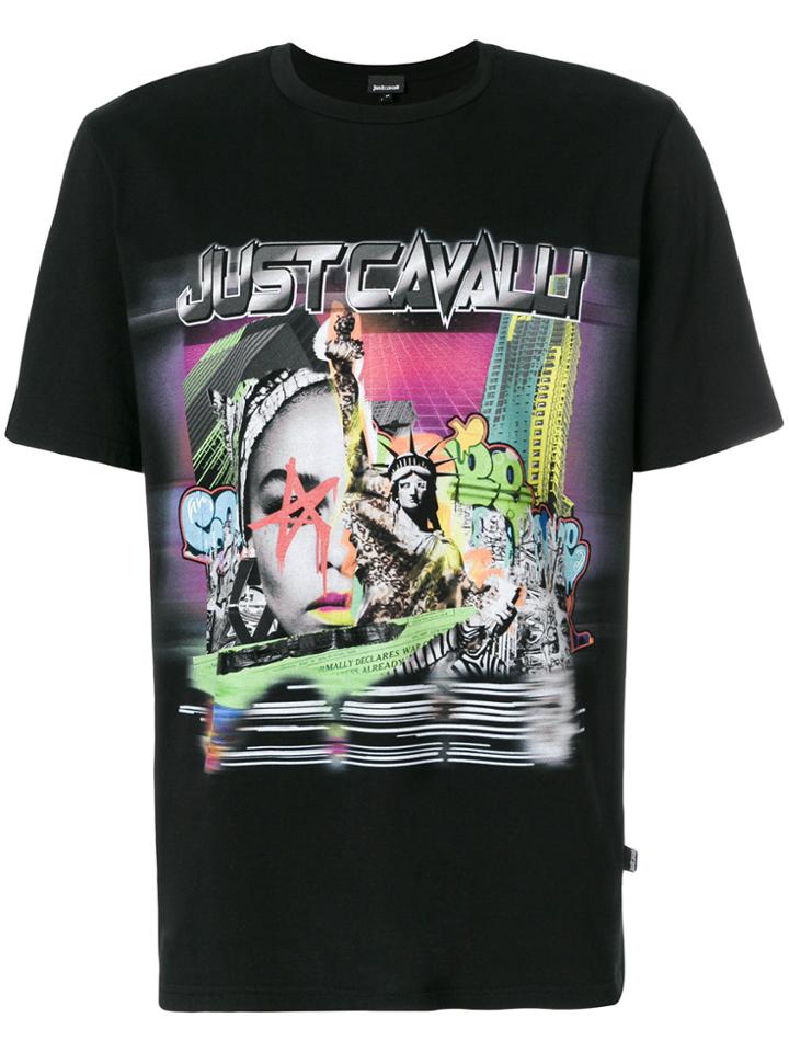 Just Cavalli Abstract Logo T-shirt - Black