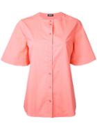 Buttoned Boxy Shirt - Women - Cotton/spandex/elastane - 44, Pink/purple, Cotton/spandex/elastane, Jil Sander Navy