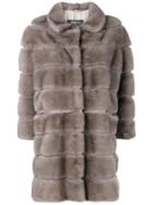 Simonetta Ravizza Straight Fit Fur Coat - Grey