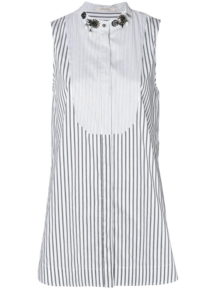 Dorothee Schumacher Striped Mandarin Collar Shirt - White