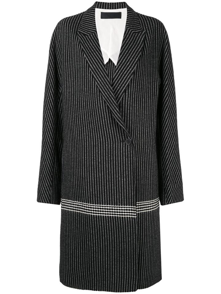 Haider Ackermann Black Jacquard Contrast Edge Coat