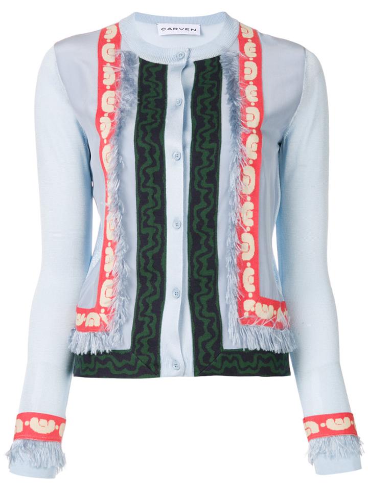 Carven Frayed Detail Cardigan - Blue