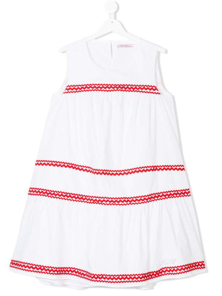 Miss Blumarine Teen Contrast Trimming Dress - White