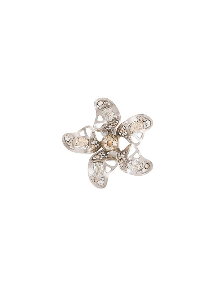 Lanvin Crystal-embellished Flower Earring - Metallic