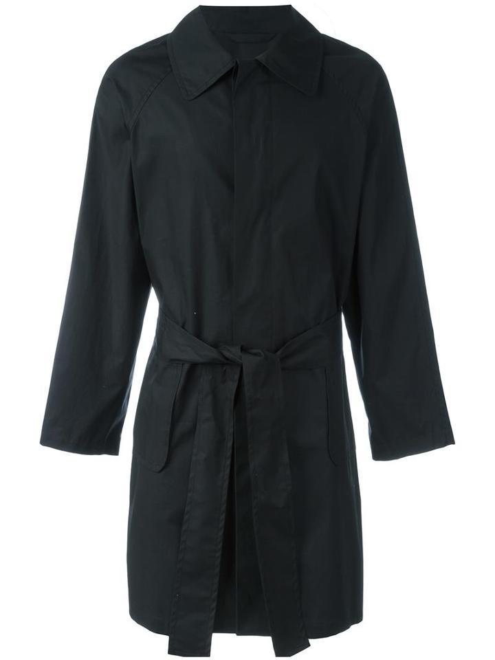 Ann Demeulemeester Grise Belted Raincoat, Men's, Size: Xl, Black, Cotton