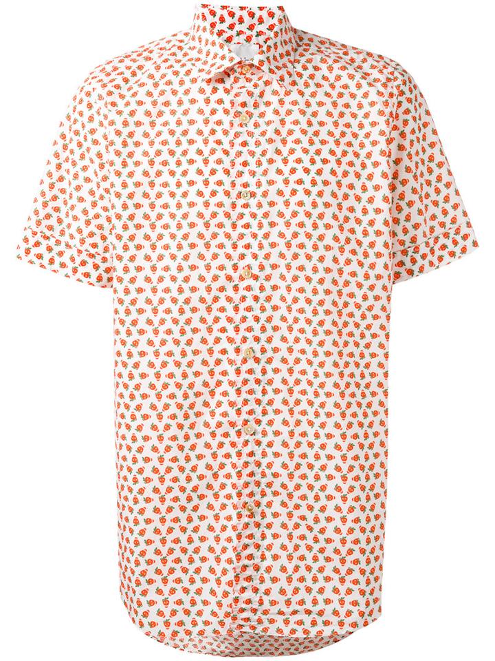 Paul Smith Strawberry Print Shirt, Men's, Size: Large, White, Cotton
