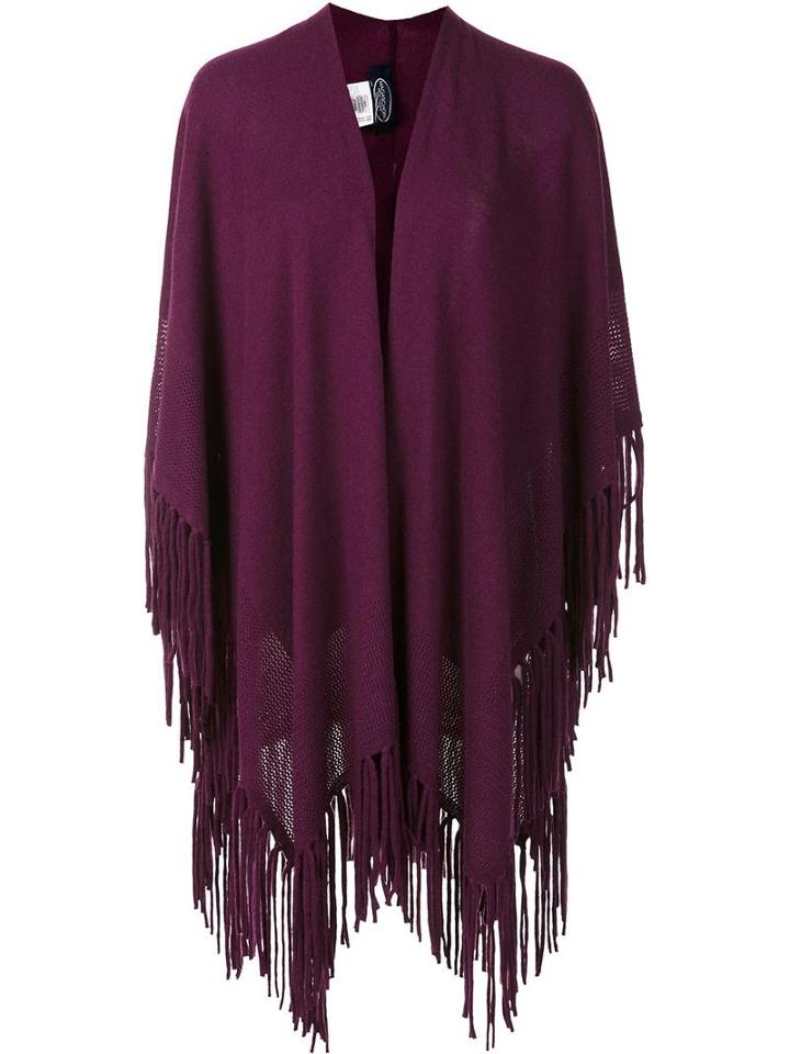 Magaschoni Fringed Poncho, Women's, Pink/purple, Cashmere