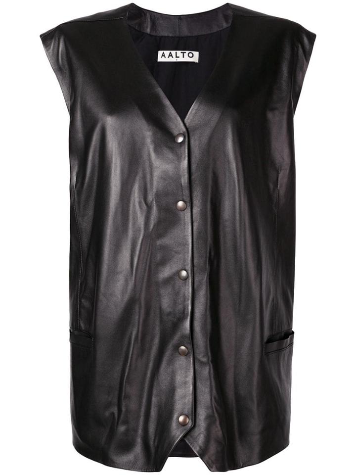 Aalto Sleeveless Leather Jacket - Black