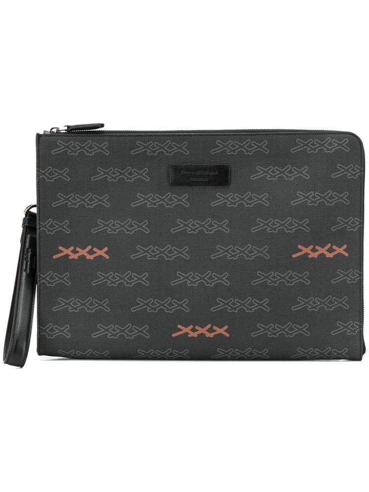 Ermenegildo Zegna Xxx Logo Printed Clutch - Black