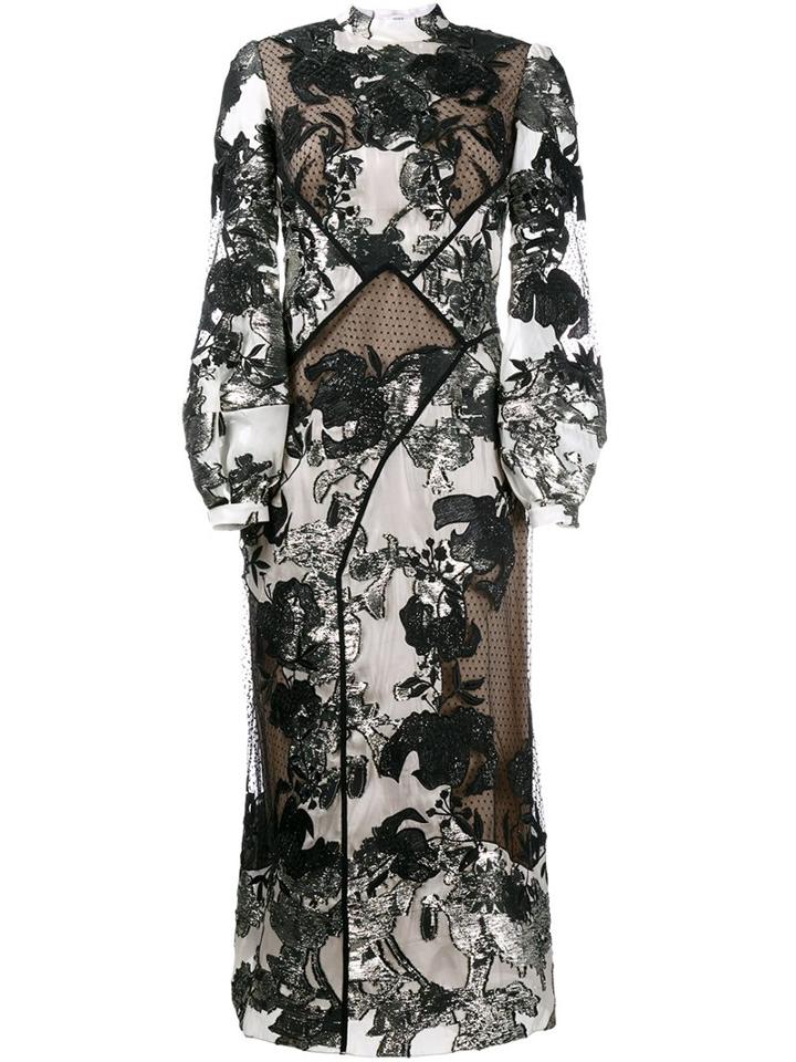 Erdem Floral Jacquard Panelled Dress, Women's, Size: 12, Nude/neutrals, Silk/polyamide/metallized Polyester